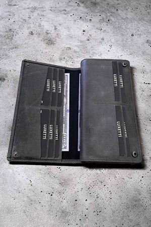 Hakiki Deri Telefon Gözlü Mıknatıslı Gri Cüzdan DD2725