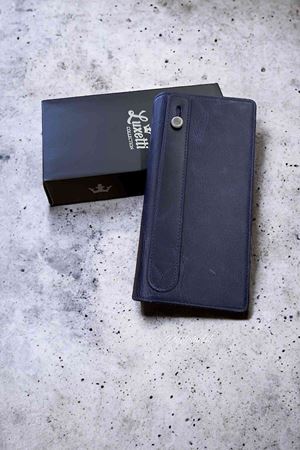 Hakiki Deri Telefon Gözlü Mıknatıslı Lacivert Cüzdan DD2725