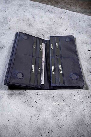 Hakiki Deri Telefon Gözlü Mıknatıslı Lacivert Cüzdan DD2725