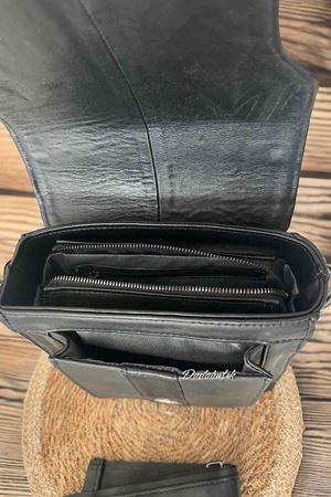 Siyah Hakiki Deri Erkek Omuz Çantası DDA4041