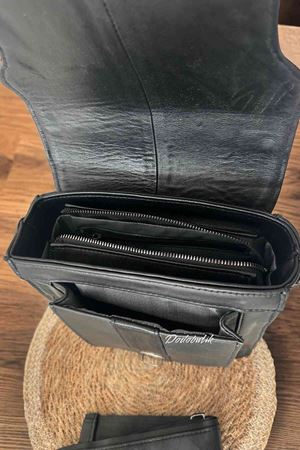 Hakiki Deri Erkek Siyah Omuz Çantası DDA4040