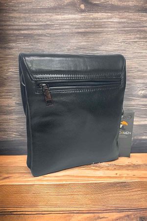 Hakiki Deri Erkek Siyah Postacı Çantası DDA21