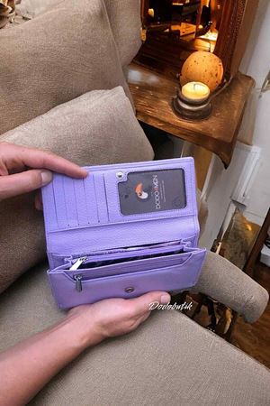 Bayan Lila Deri Cüzdan DD464