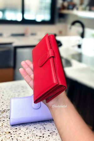 Bayan Kırmızı Deri Cüzdan DD464