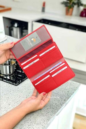 Hakiki Deri Bayan Kırmızı Cüzdan 443