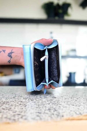 Hakiki Deri Bayan Buz Mavizi Cüzdan DD422