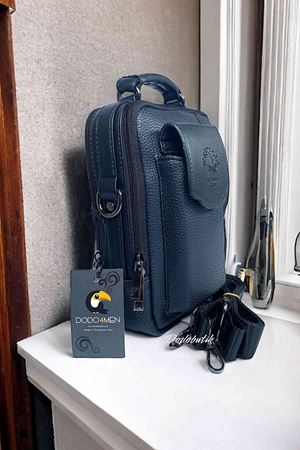 Siyah Telefon Gözlü Çelik Kasa Postacı Çantası 6006