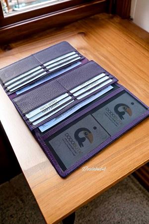 Bayan Mor Hakiki Deri Cüzdan 444