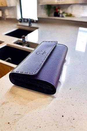 Bayan Mor Hakiki Deri Cüzdan 444