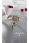 Taşlı Gold Çelik Broş DB4585